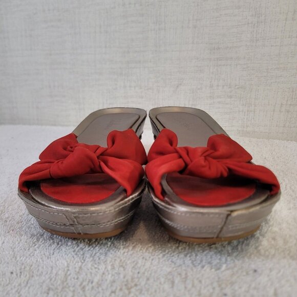 Cole Haan Platform Wedge Sandals Womens 6.5 Red Slip On Air Cushioned EUC - Picture 9 of 10